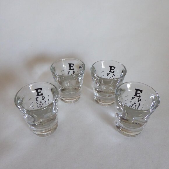RESTORATION HARDWARE EYE CHART SHOT GLASS SET OF 4 NOVELTY BARWARE - Picture 6 of 7